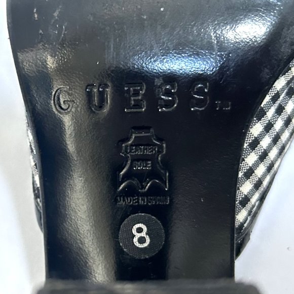 GUESS Square Toe Gingham Heeled Slide Sandals - Picture 7 of 8